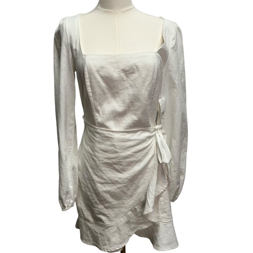 Princess Polly The Villa Mini Dress Womens 8 White Long sleeve Preppy summer